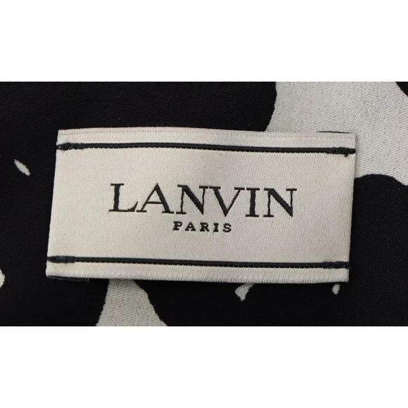 Lanvin Patchwork Long Sleeve Midi Dress in Multicolor Silk